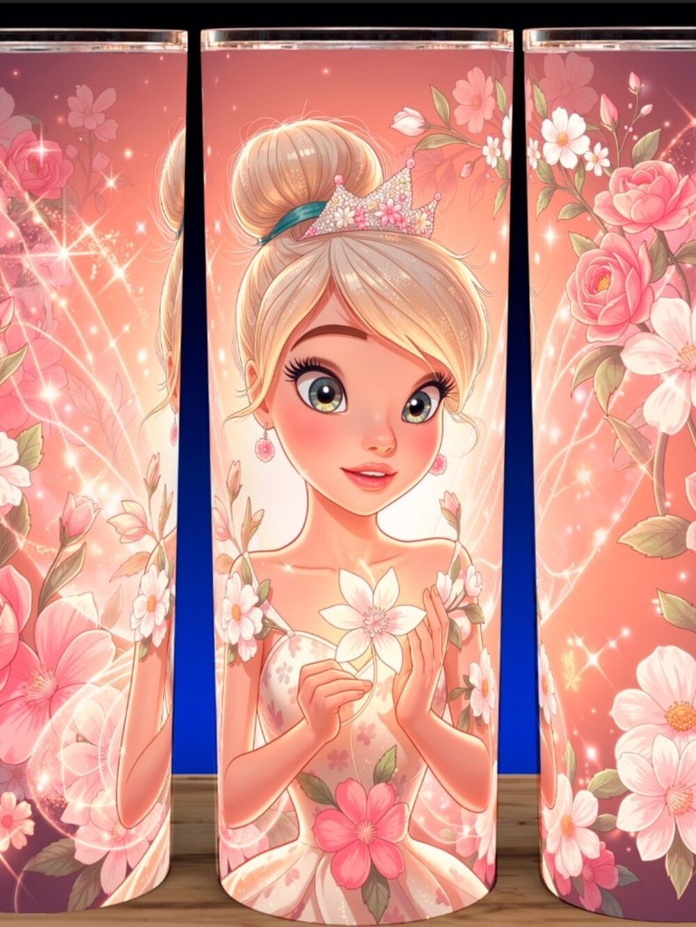 Tinker Bell Fairy Dust and Rose Floral Cup Mug Tumbler 20oz